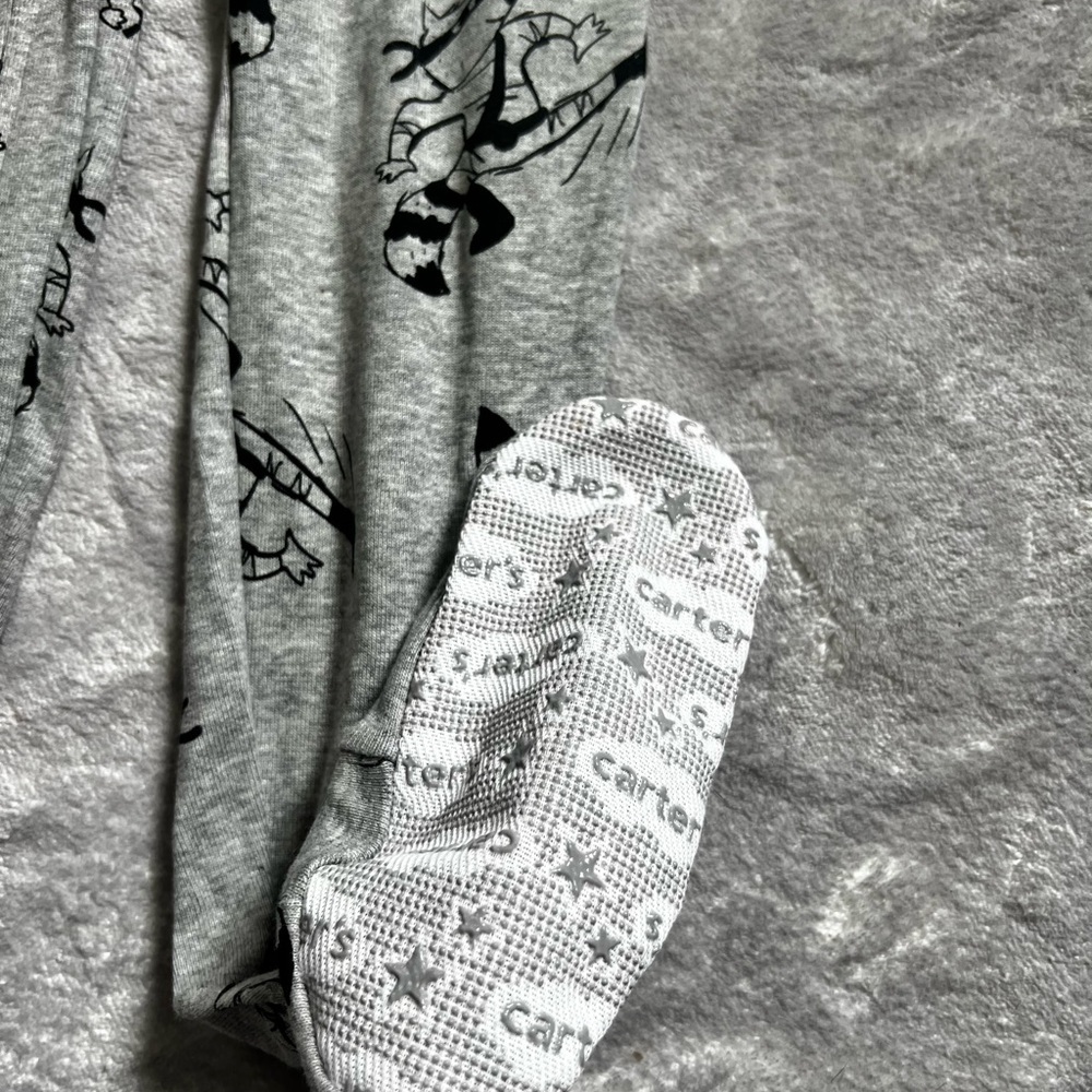 Carter's Gray One Piece with Black Details Zip Footie Pajamas 4T - Picture 2 of 5